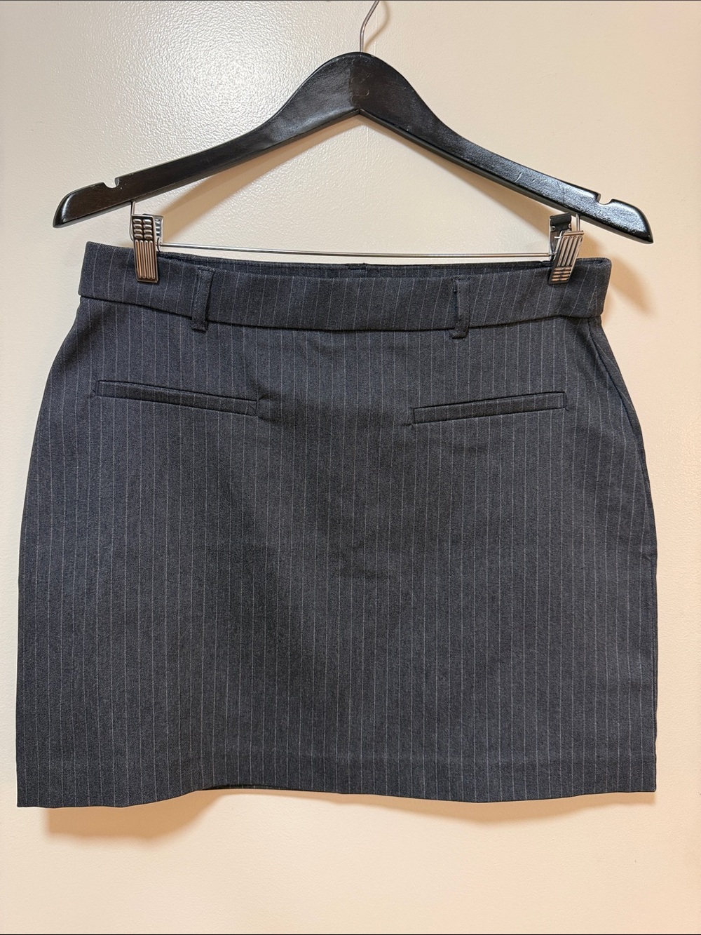Classic Pinstripe Pencil Skirt - Dark Gray
